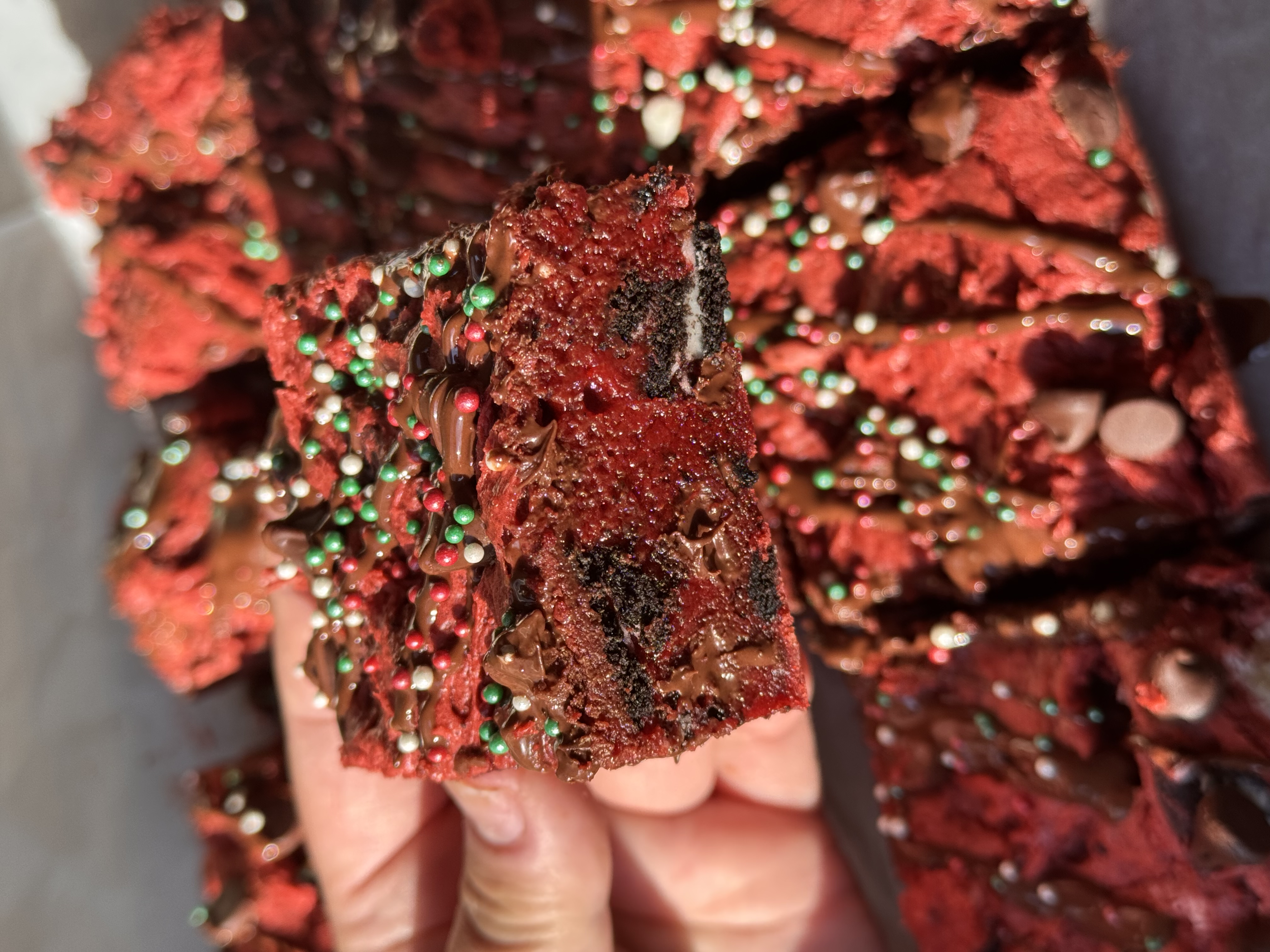 Red Velvet Oreo Christmas Brownies